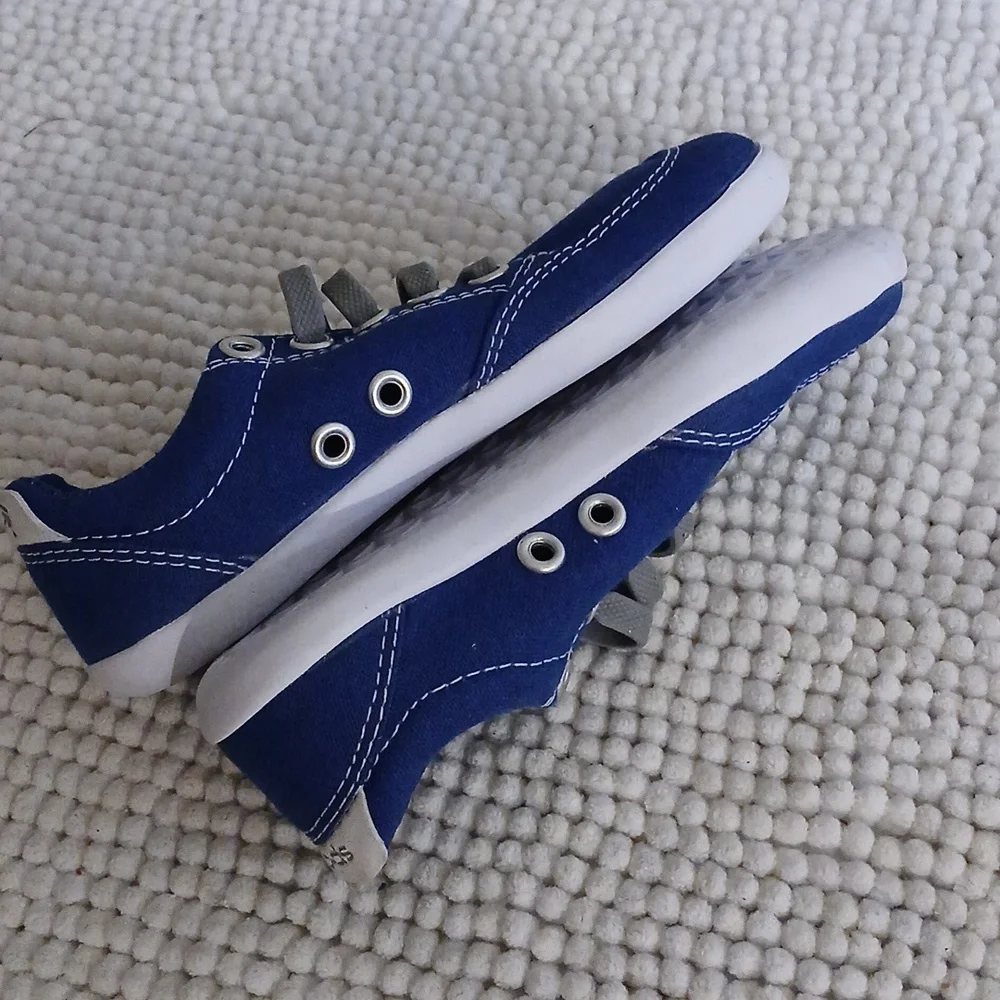 Kids Blue Canvas Sneakers - Casual Slip-On Style
